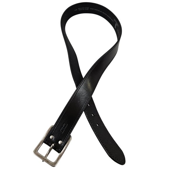 Levis Black Leather Belt Size 36/90 Genuine Top Grain Leather Silver Buckle - Picture 1 of 10